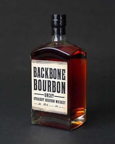Backbone Bourbon Uncut Bottle on black background